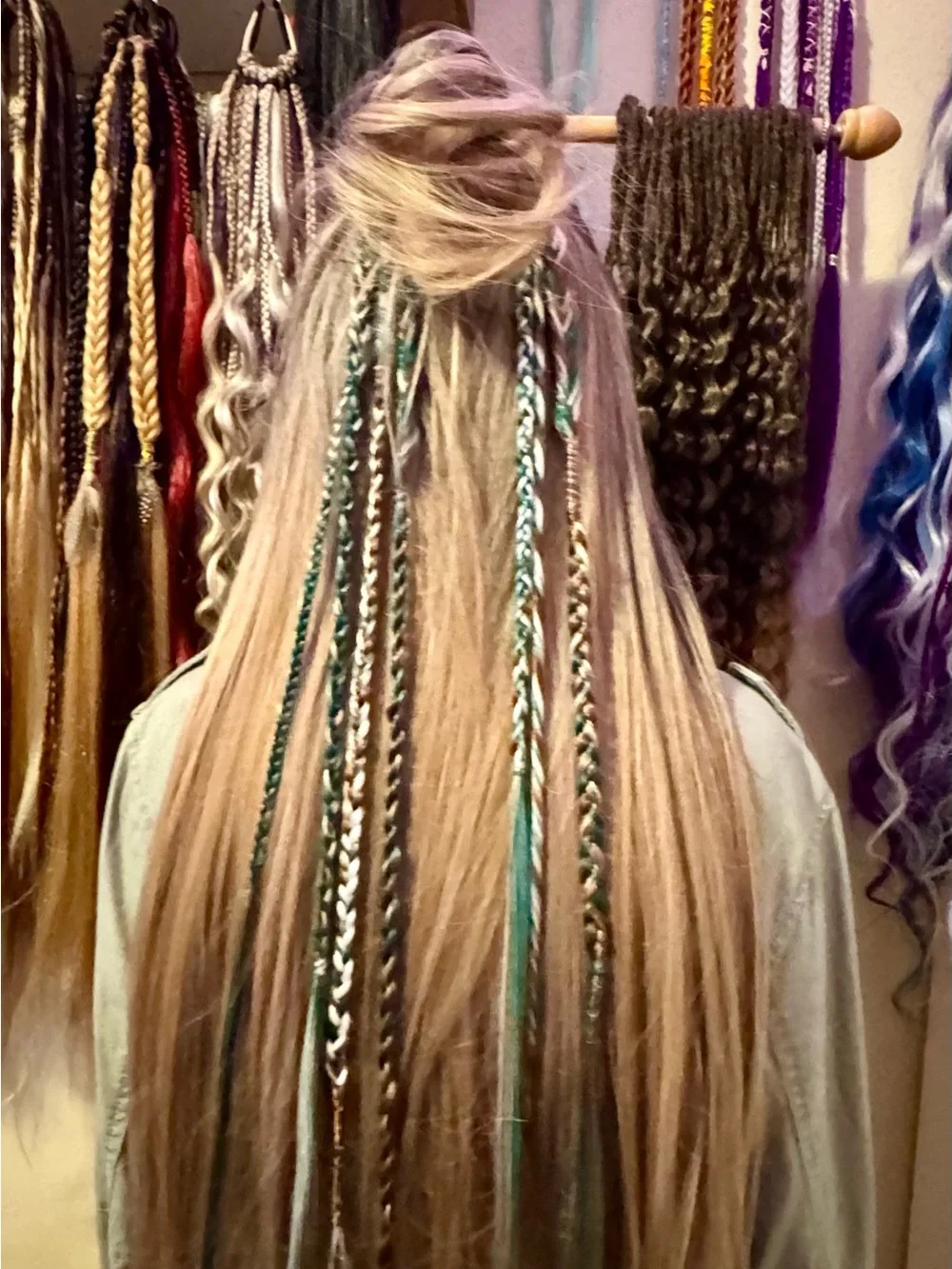 Teal Accent Braided Hair Wraps for Women